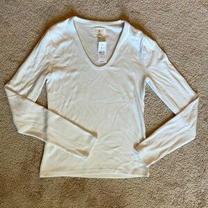 Lou & Grey ribbed white long sleeve top